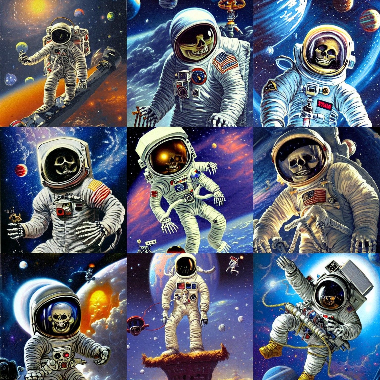 Ethereal Skeleton Astronaut in Space