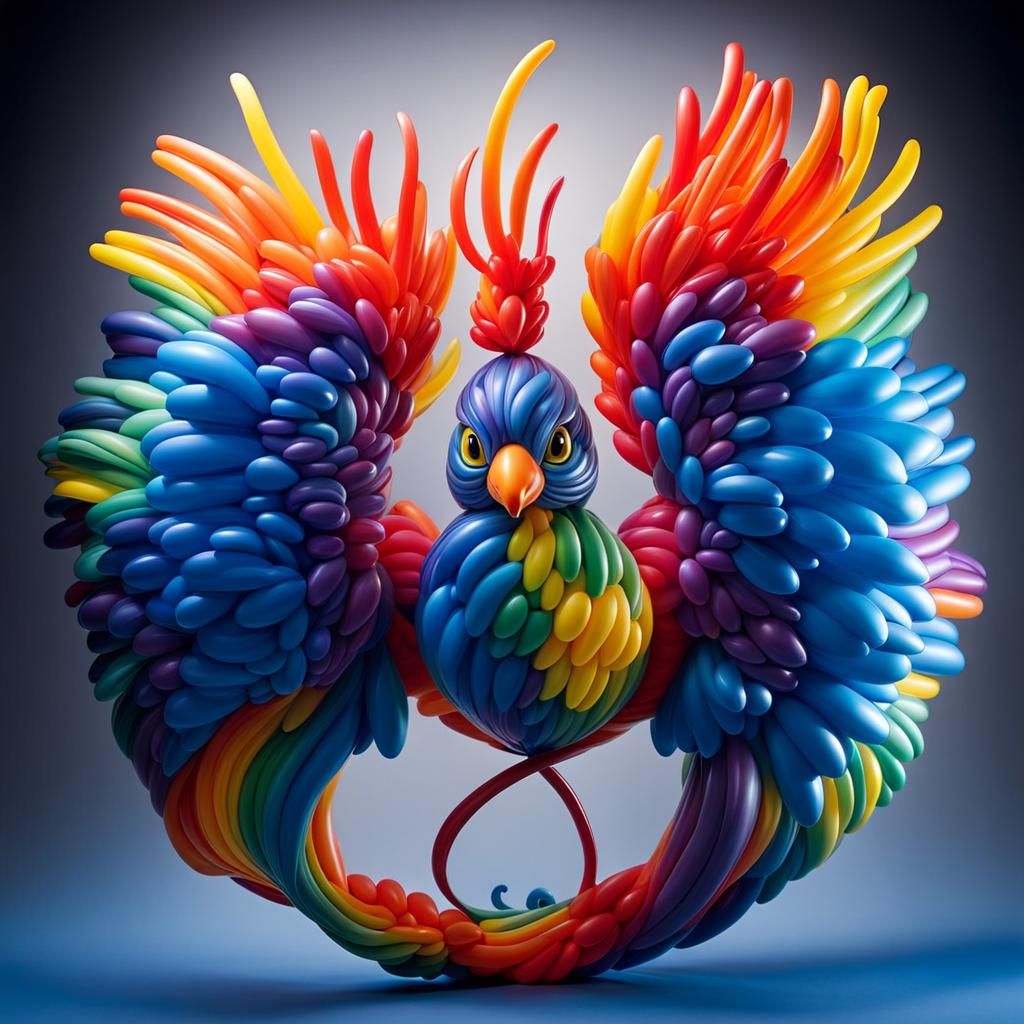 Colorful Balloon Phoenix Sculpture