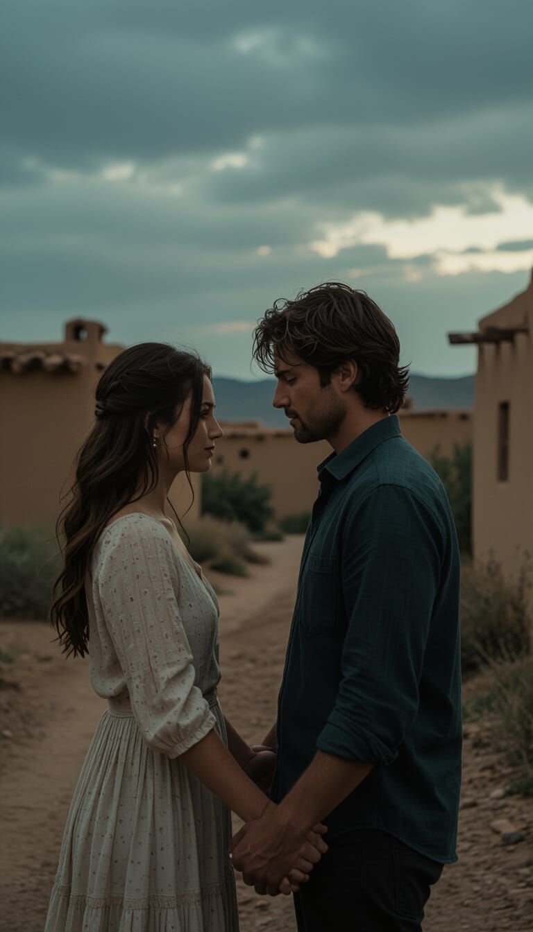 Emotional Couple Holding Hands in Cinematic Style