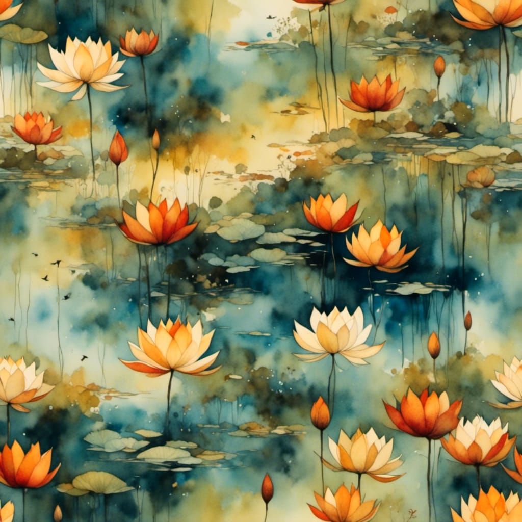 Misty Lake Landscape in Dreamy Impressionism