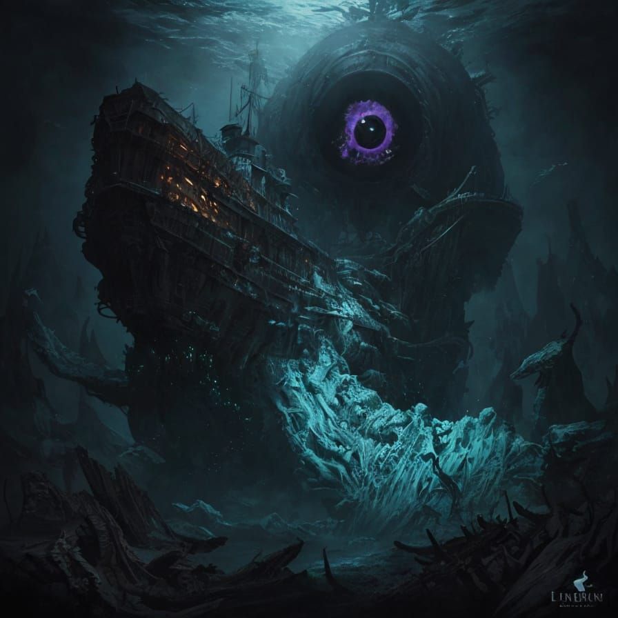 Spectral Ship Interior in Nightmarish Surrealism