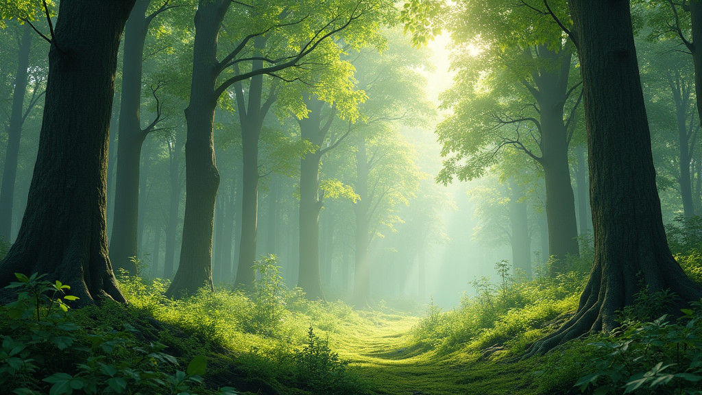 Tranquil Forest Scene in Detailed Matte Painting Style