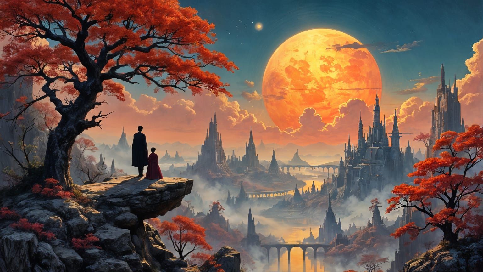 Futuristic Sci-Fi City with Art Nouveau Influences