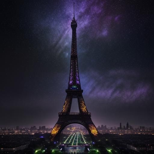 Eiffel Tower Under Milky Way: Digital Matte Painting