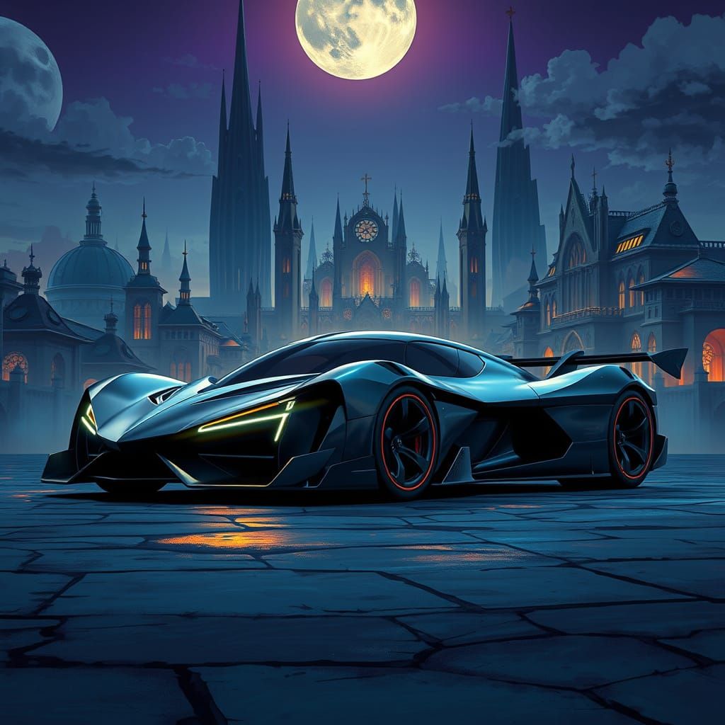 Ethereal Automotive Marvel in a Dreamlike Cityscape