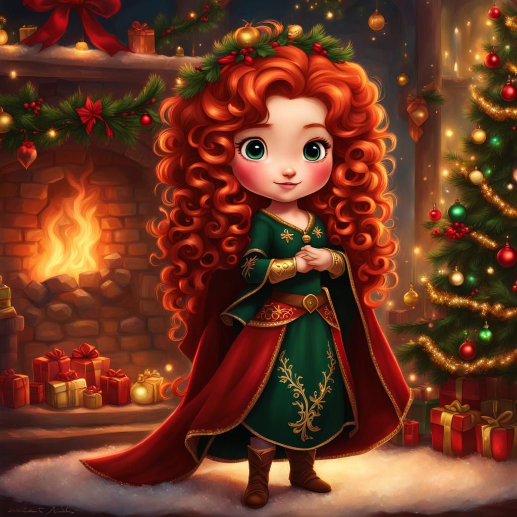 Hyperrealistic Christmas Chibi of Disney's Merida