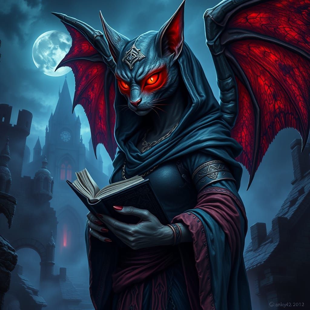 Dark Magic Gargoyle Enchantress Unveiled in Crimson and Indi...