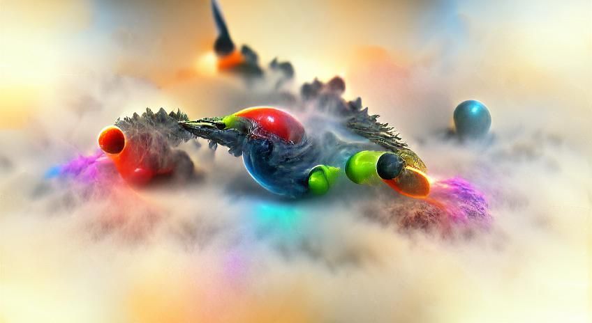 Spaceship Assaulting Planet in Colorful 3D Rendering