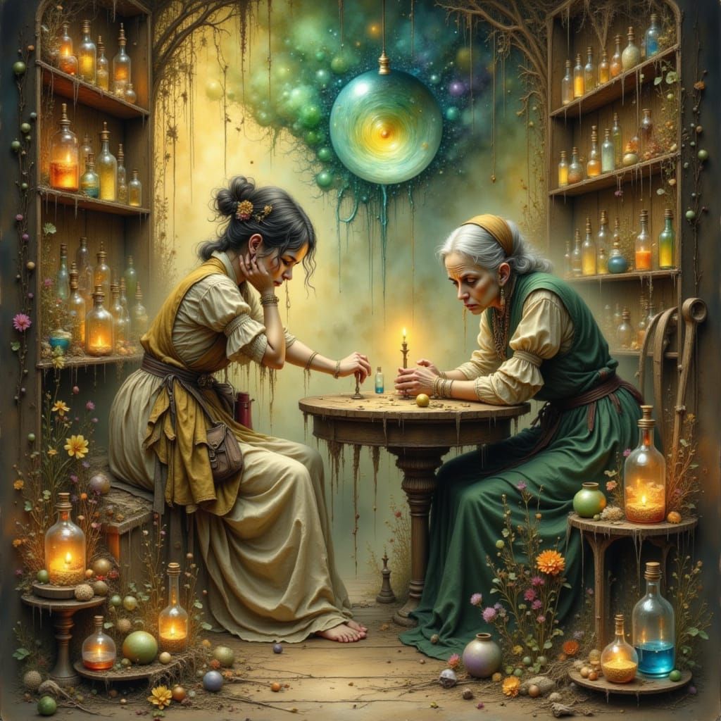 Ethereal Folk Surrealism: Seraphine's First Poison Lesson