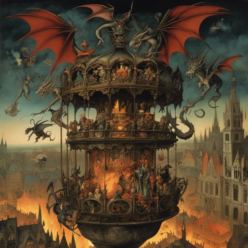 Grim Reaper on Flaming Dragon Carousel