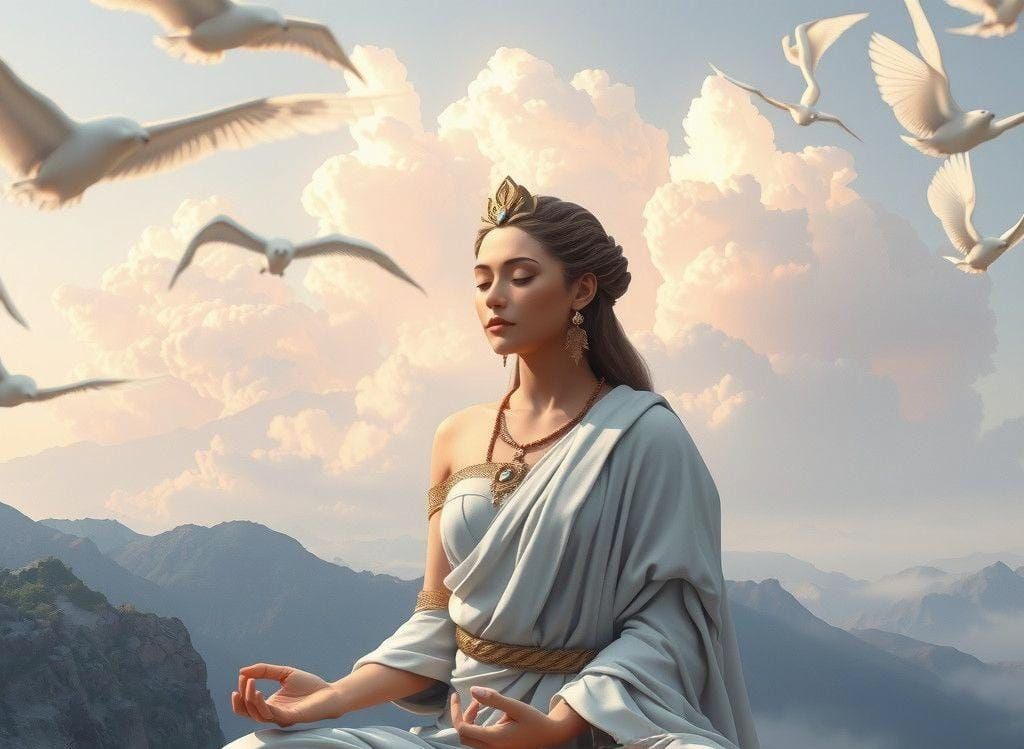 Greek Goddess Meditating: Fantasy Concept Art