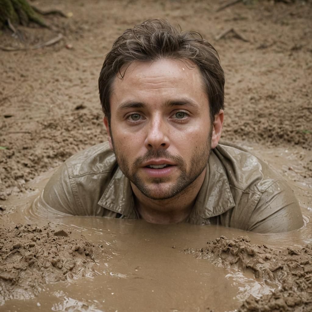 Charlie Day Sinking in Quicksand: Portrait Photography