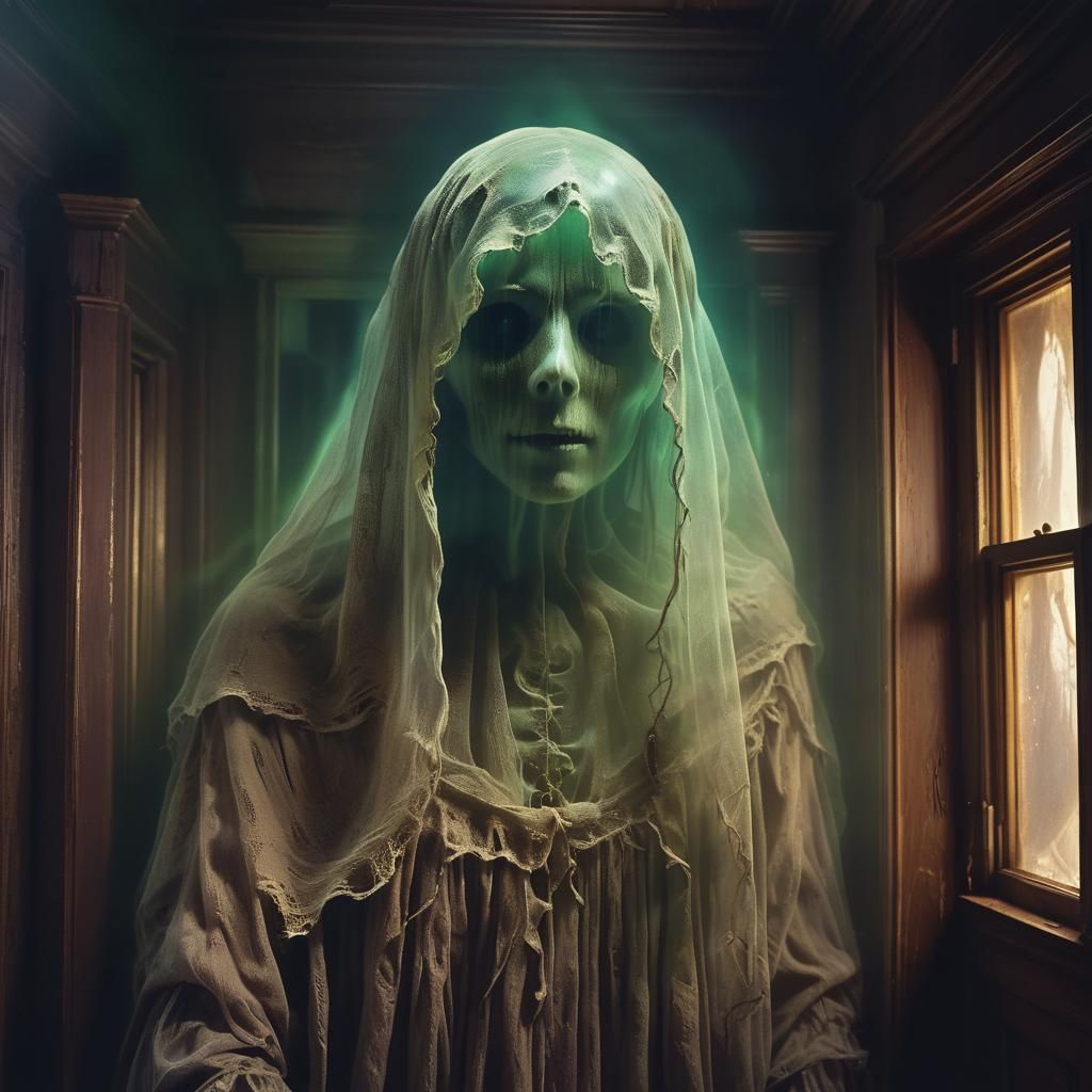 Eerie Ghost Portrait in Old Victorian House