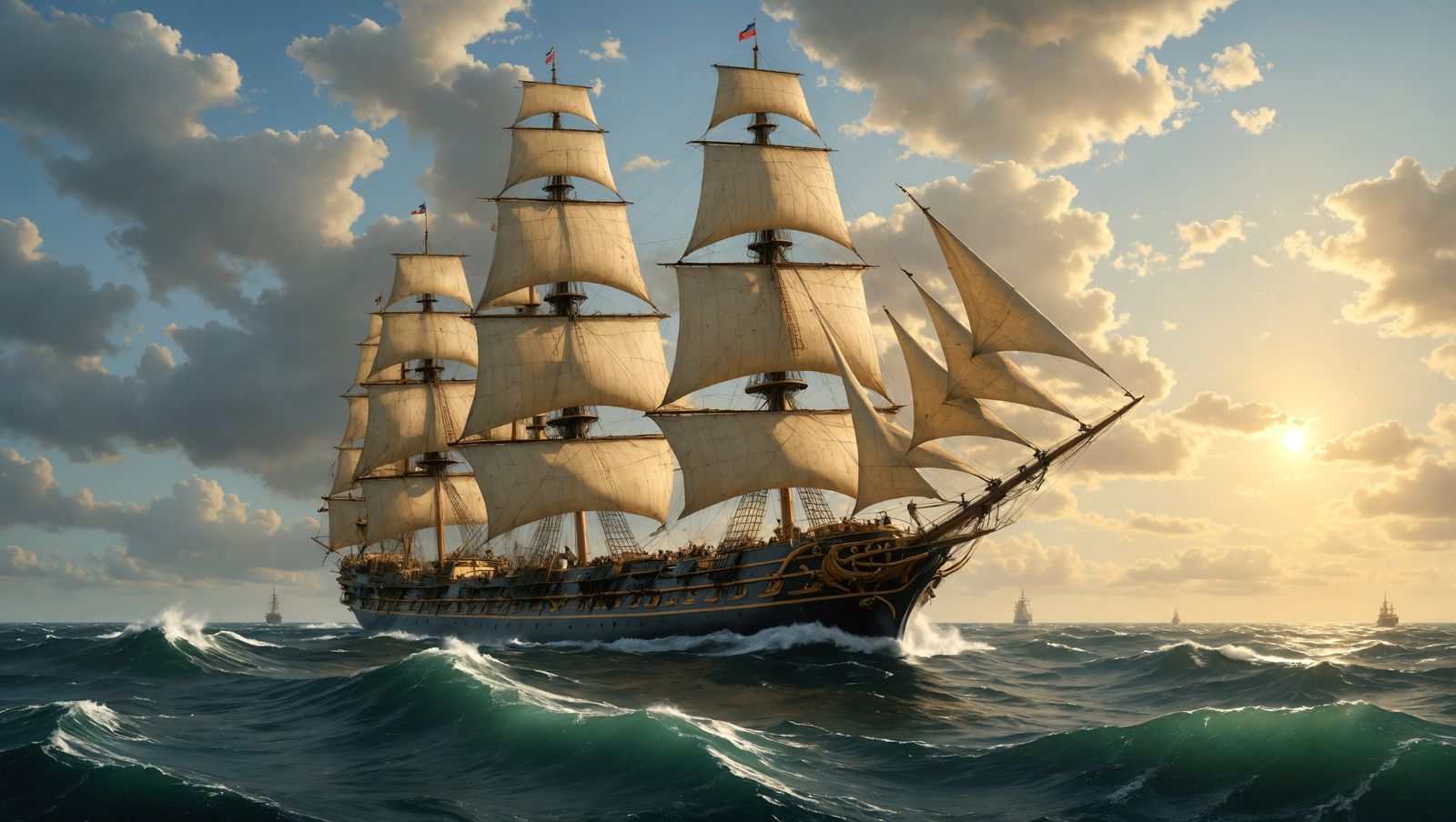 French Ocean-Class Warship Sails the High Seas in the Age of...