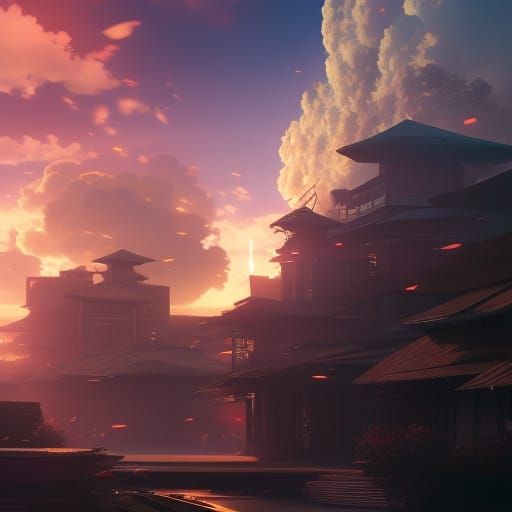 Anime Style Monastery Digital Illustration