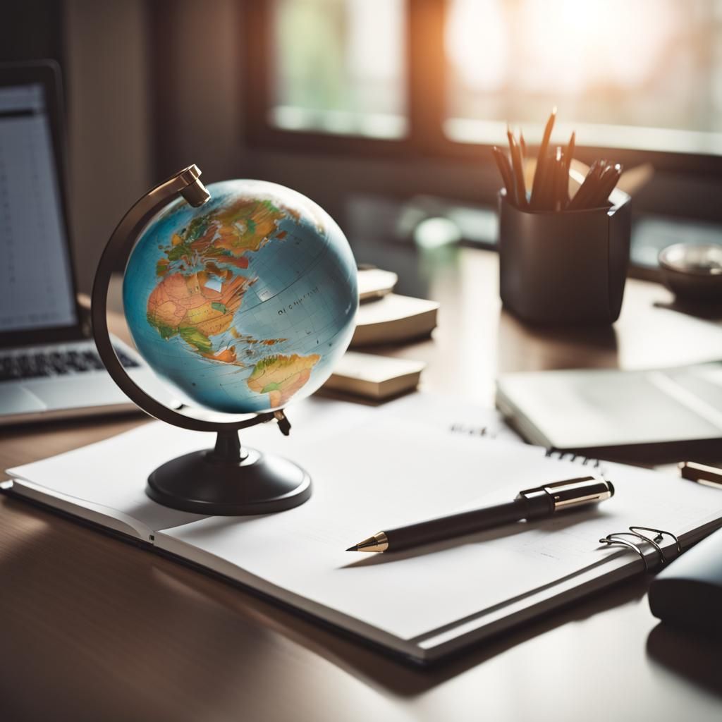 Work Planner and Globe on Office Table