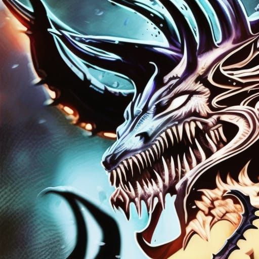 Fiery Horned Beast: Hyperrealistic Splash Art