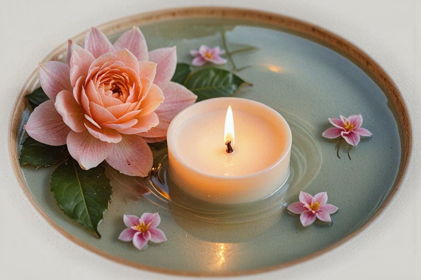 Romantic Candlelit Bath in Watercolor Style