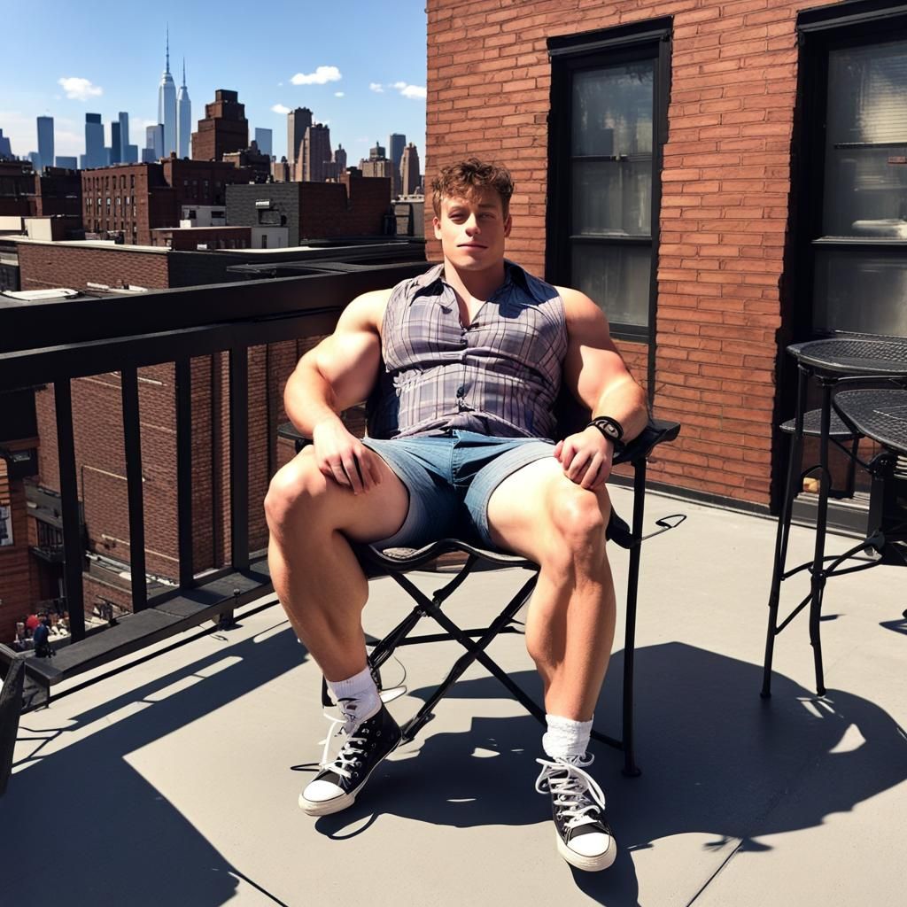 Brooklyn Bodybuilder on Rooftop Patio