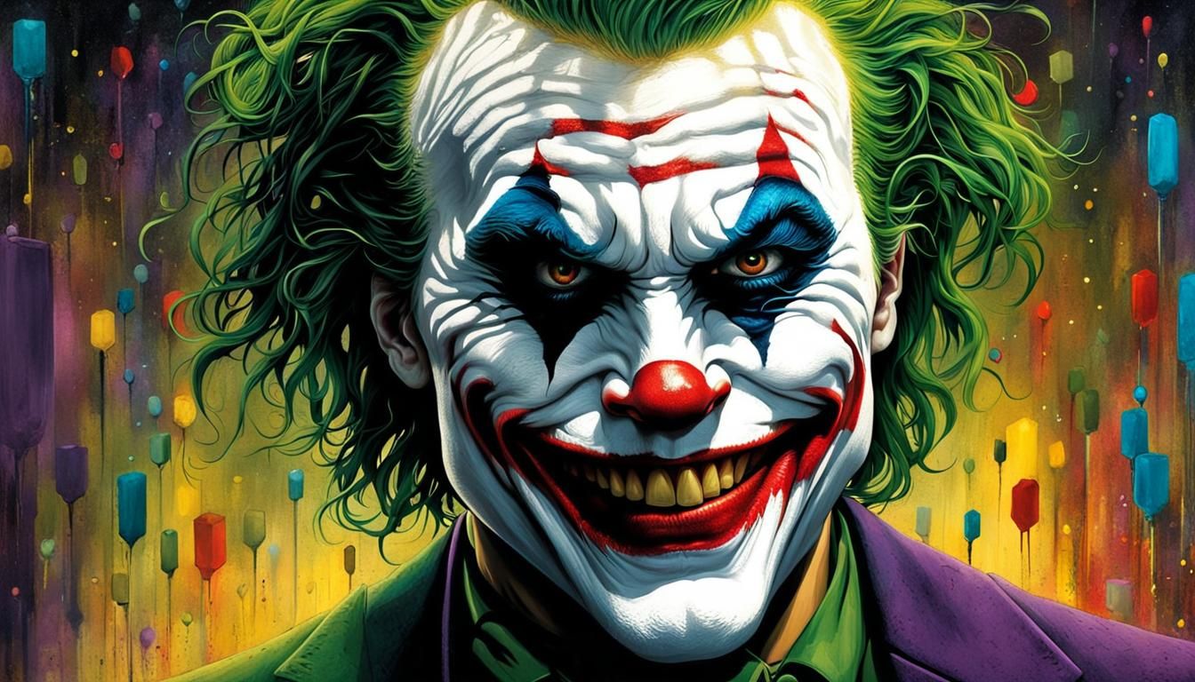 The Joker Laughing: Vibrant Digital Art