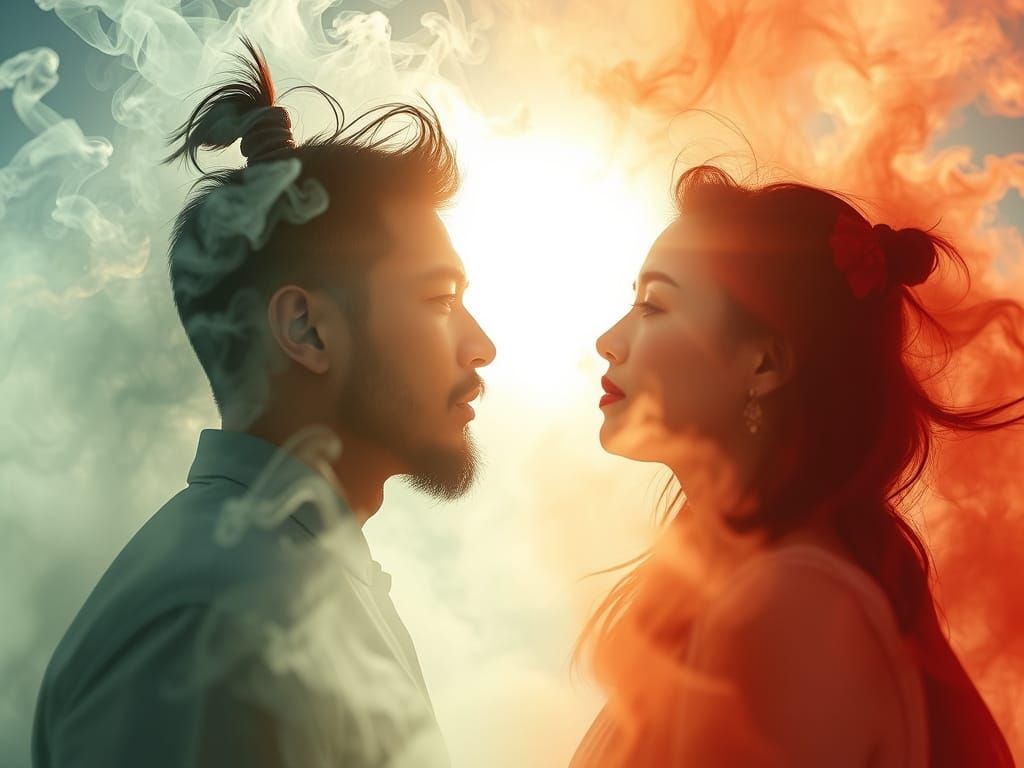 Yin and Yang Symbol Made of Smoke