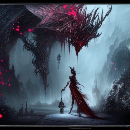 Dark Apple with Magic Sparkles in Dark Fantasy Style