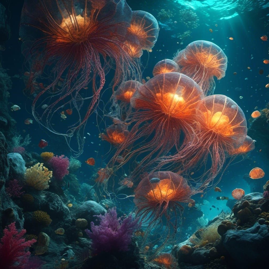 Luminescent Fish and Jellyfish in Deep Seabed