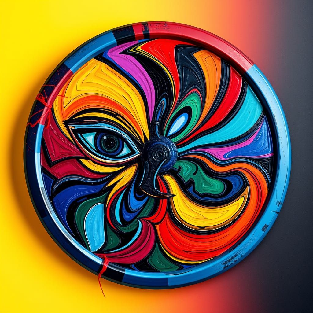 Vibrant Abstract Mask in Kaleidoscope of Colors