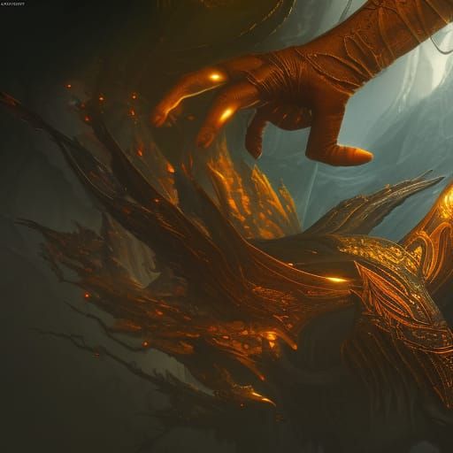 Detailed Matte Painting of Hands in Deep Color