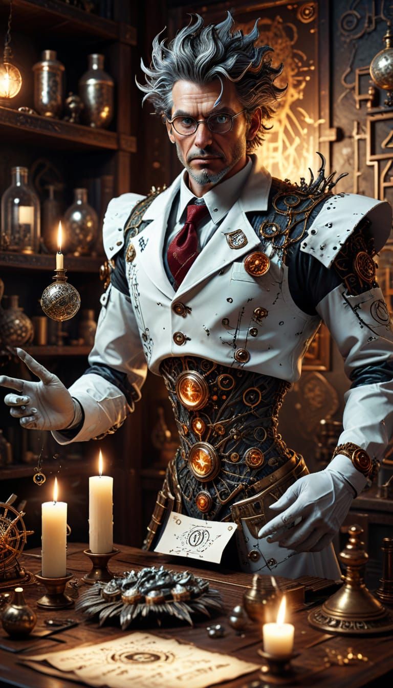 Majestic Fantasy Scientist in a Dreamlike World of Intricate...