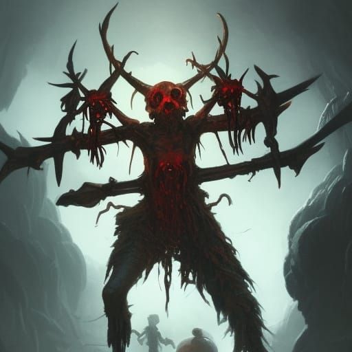 Dead Plant Cultist with Deer Skull Helmet