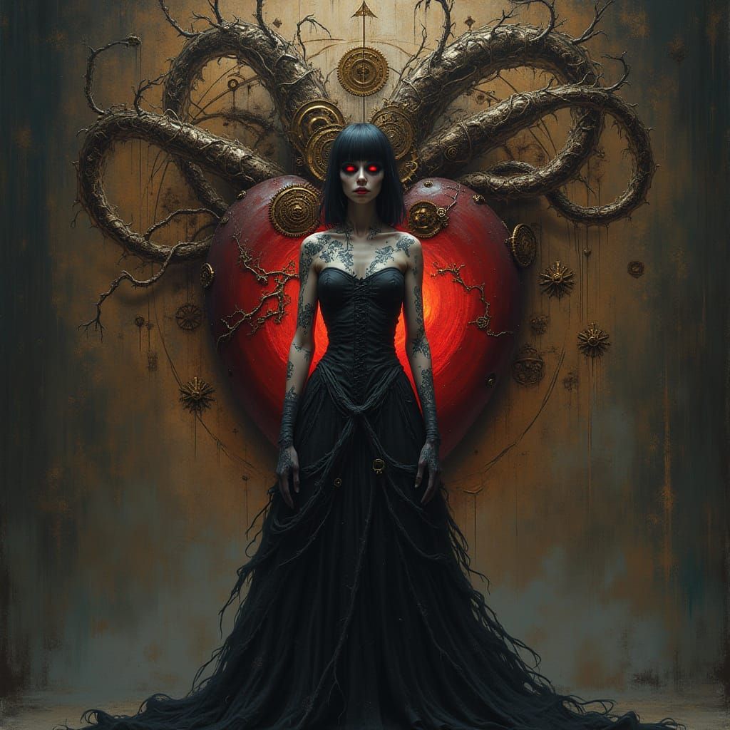 Clockwork Woman in Gothic Steampunk Heart