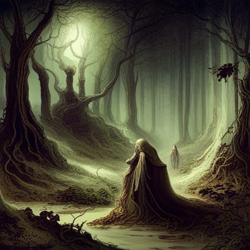 Fairy in Terrarium: Dark Fantasy Forest Scene