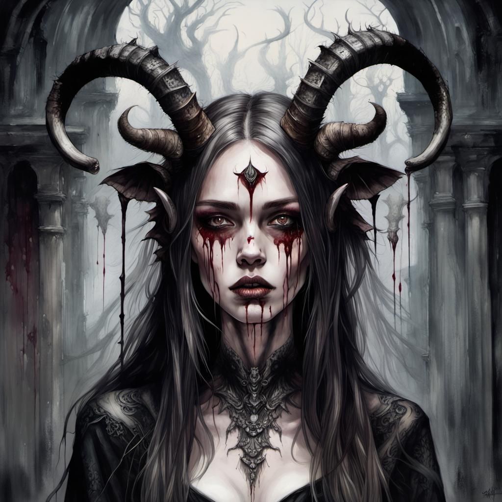 Grimdark Vampire with Horns and Wings