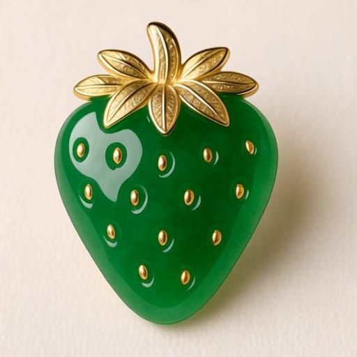 Jade strawberry brooch