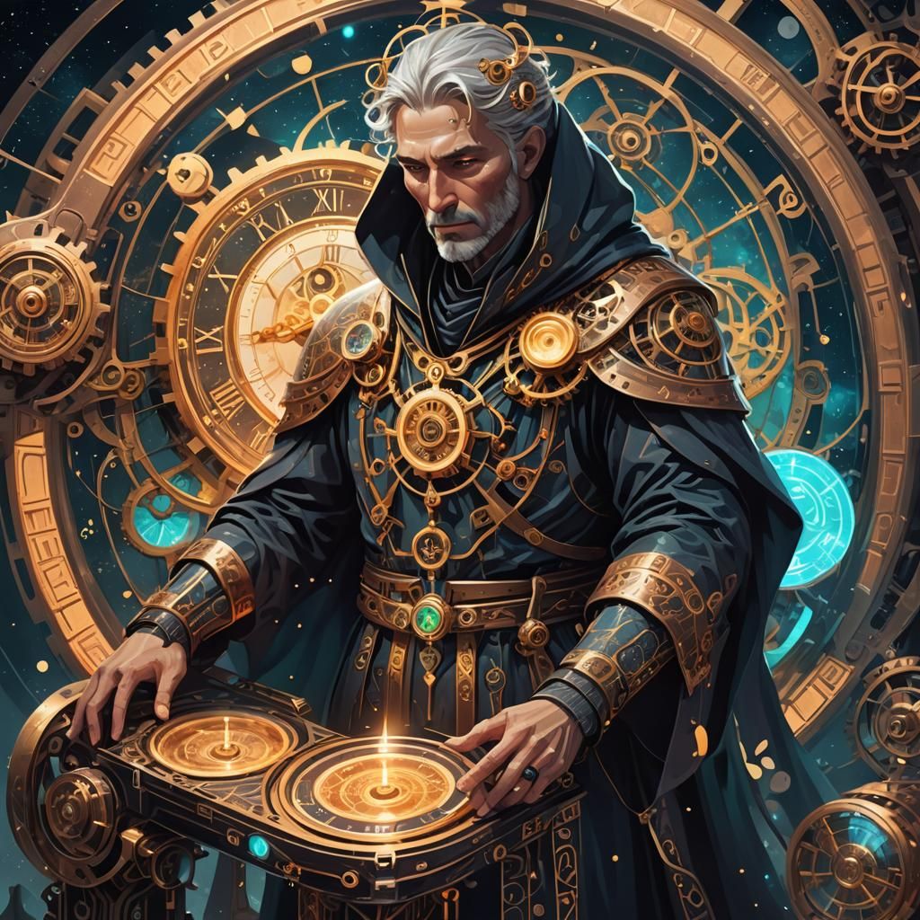 Time Keeper's Sci-Fi Hourglass in Golden Light