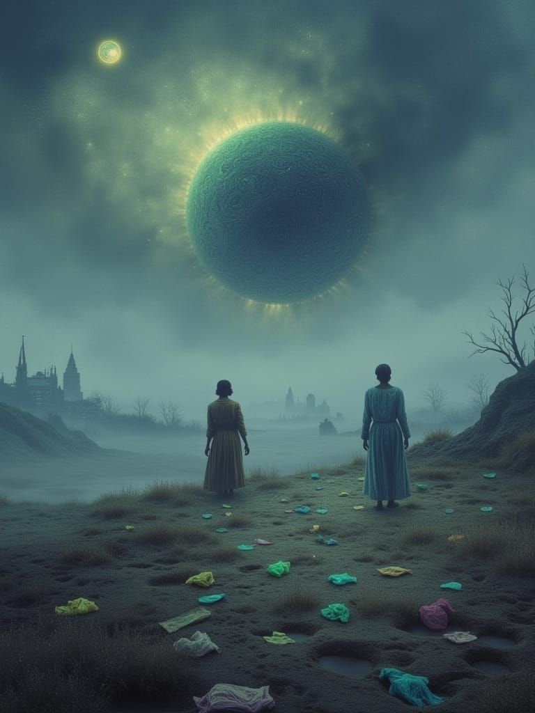 Melancholic Planet Under a Foreboding Grey Sky