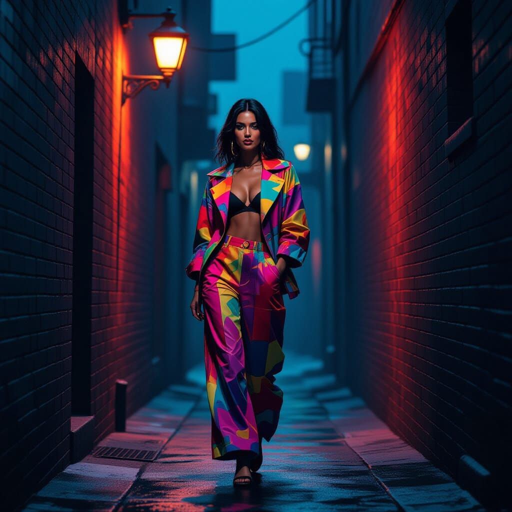 Woman in Alleyway: A Digital Art Portrait