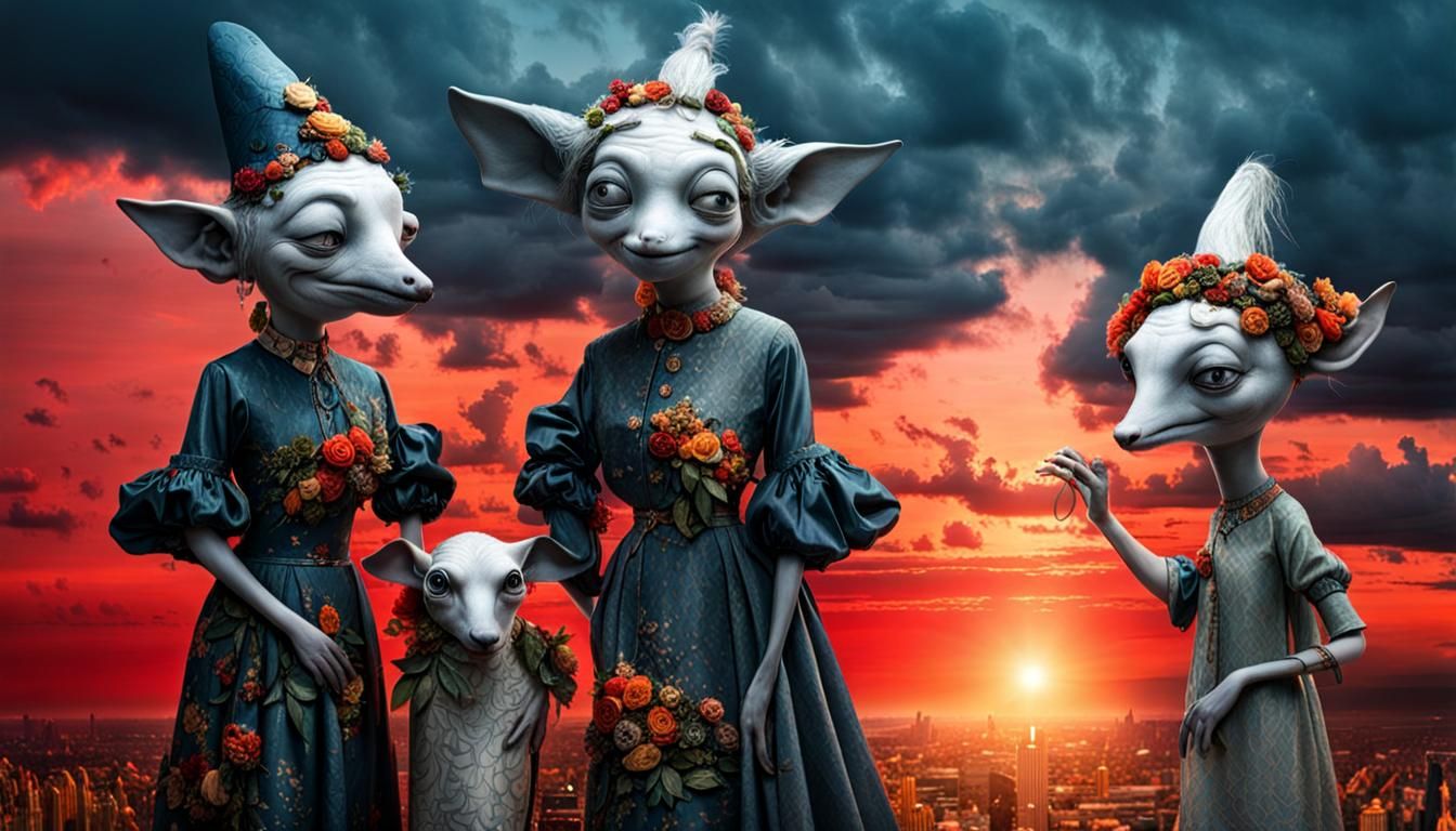 Surreal Alien Restaurant Celebration in Magical Realism