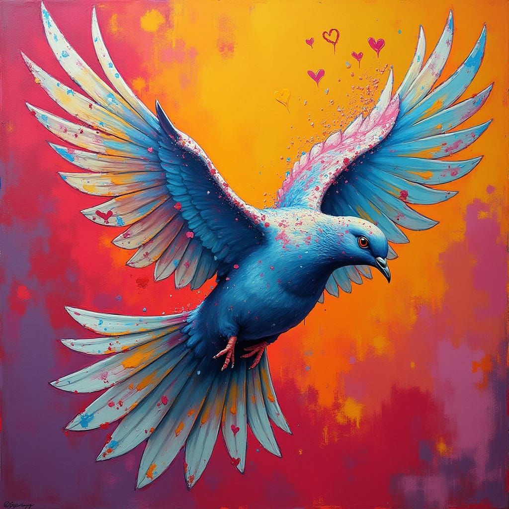 Vibrant Dove in Whimsical Graffiti Style