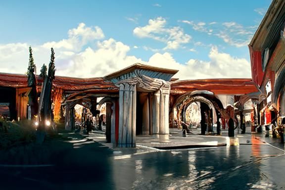 Spectacular Roman Market Grand Entrance in Hyperrealism