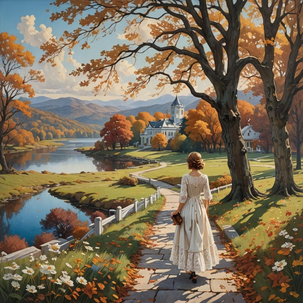 Bohemian Art Deco Building in Autumn Landscape