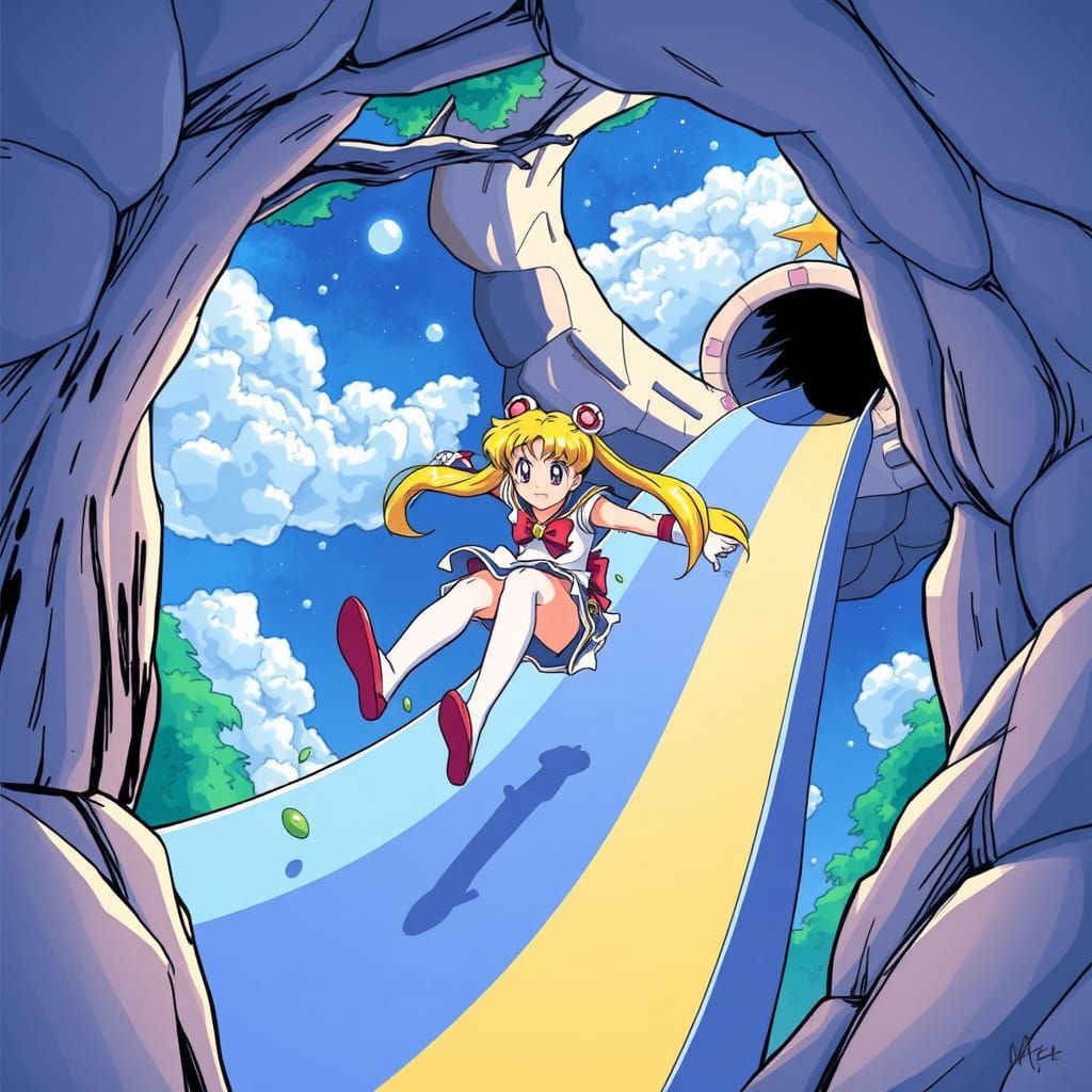 Sailor Moon's Whimsical Plunge into Adventure