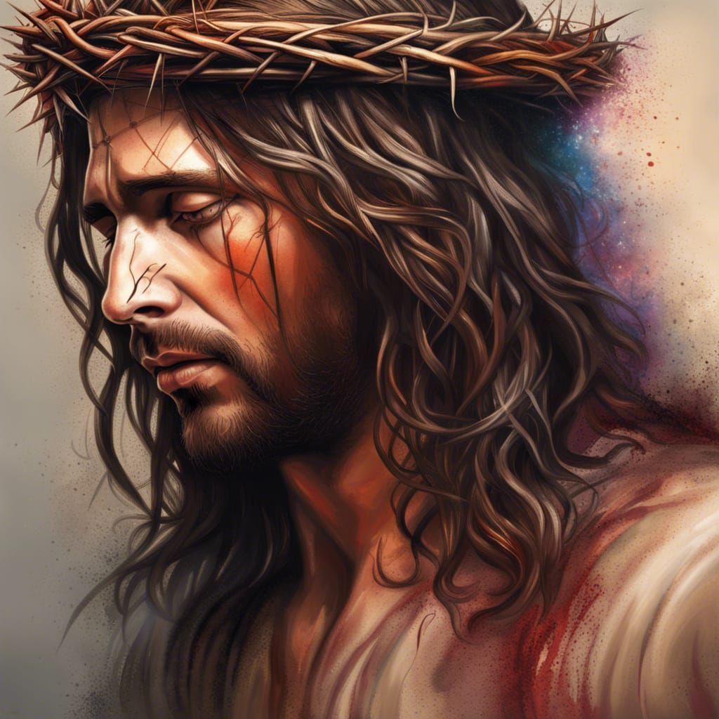 Jesus Christ Portrait with Crown of Thorns