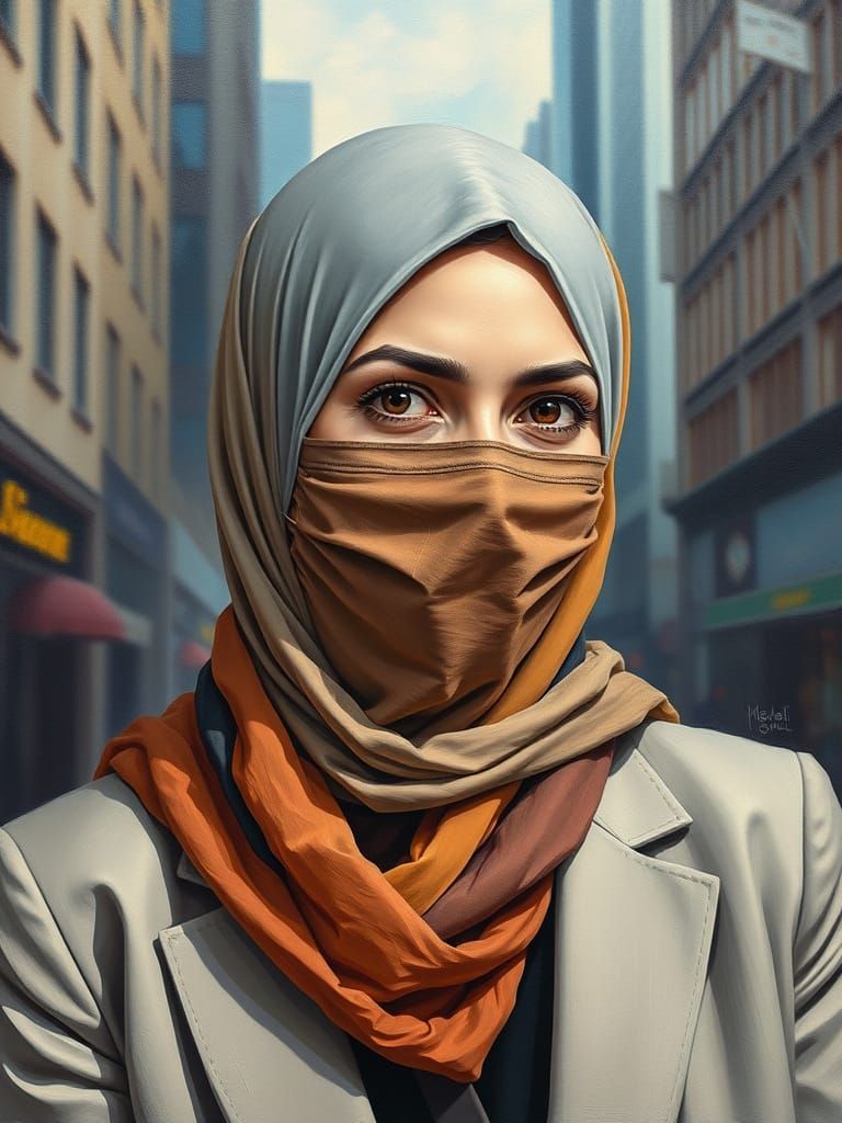 Stylish Business Woman in Hijab in a Modern City