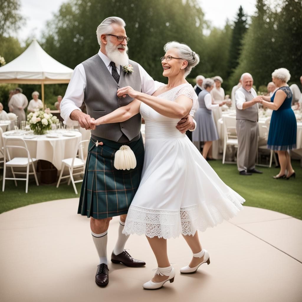 Mature Couple Dancing at Their Wedding