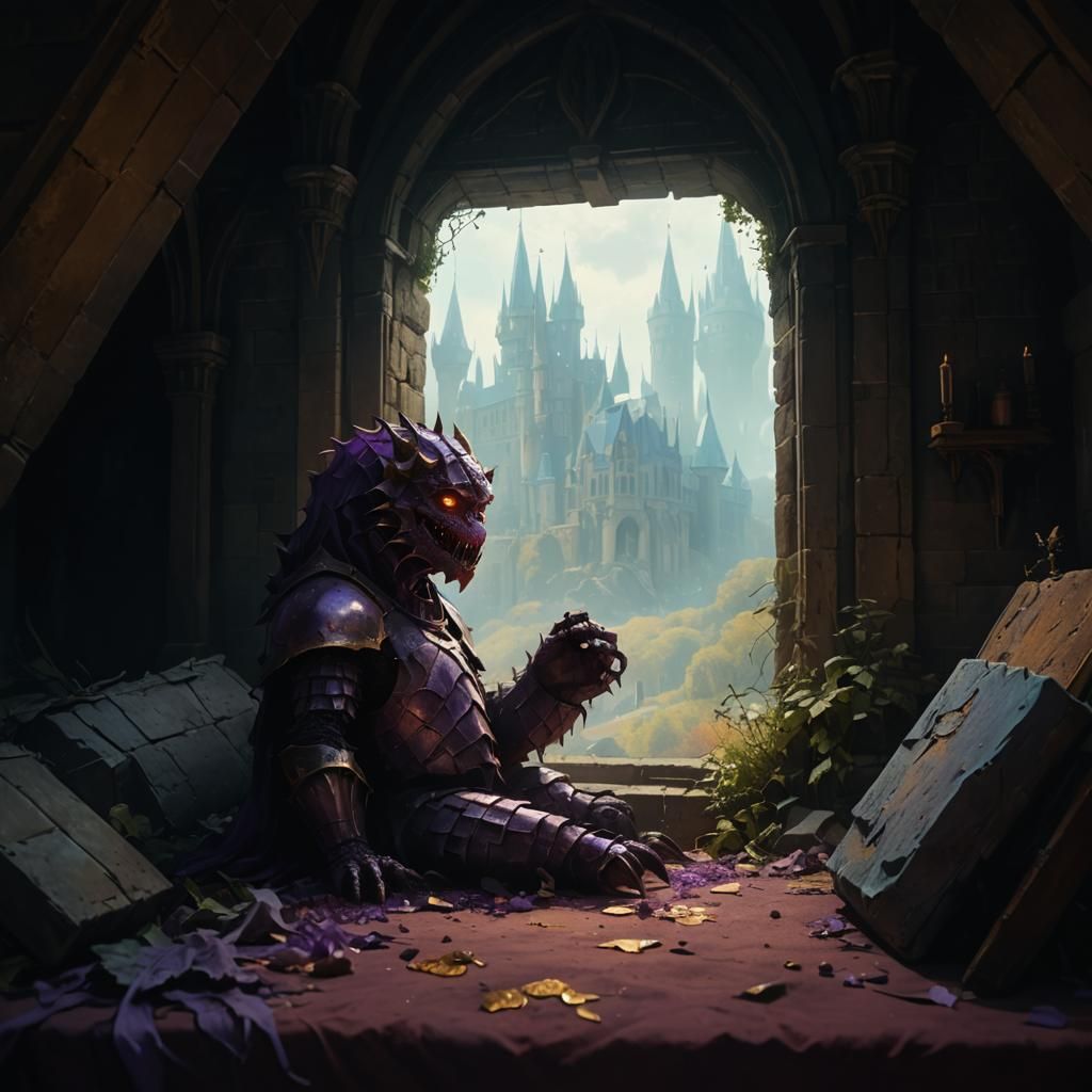 Monster and Castle Concept Art in Gothic Style