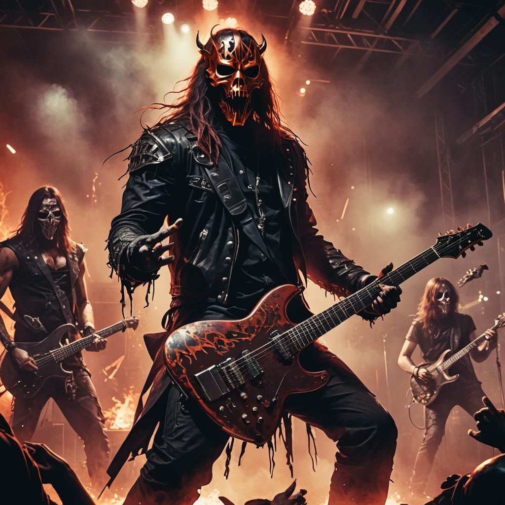 Masked Death Metal Band on Stage: Concept Art