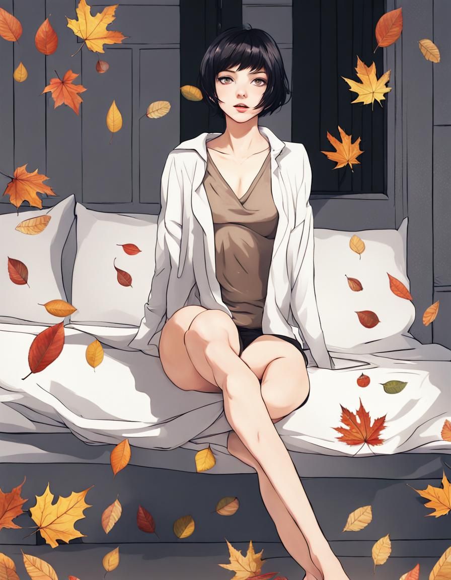 Autumn Leaves Adorn a Woman Undressing