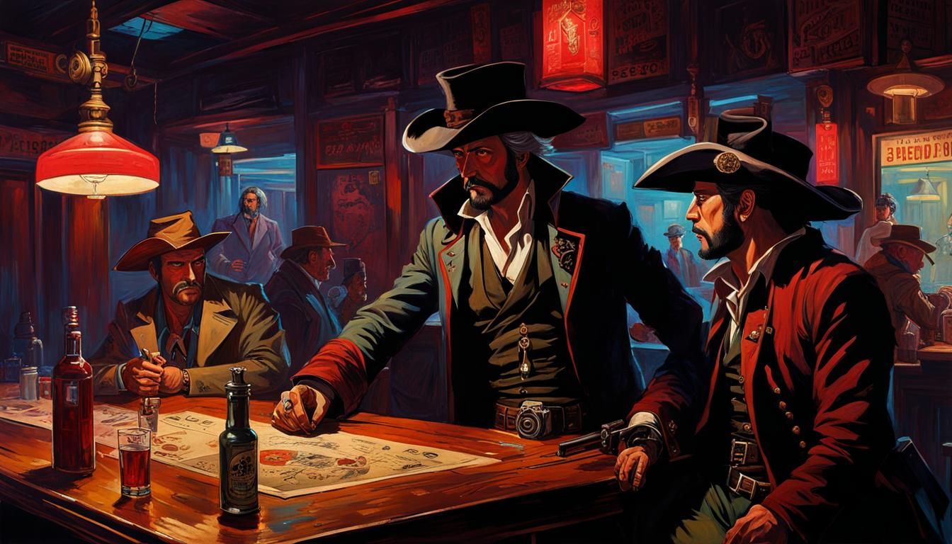 Cyberpunk Composite Character in Dingy Bar